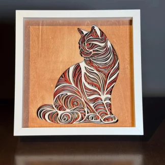 Katzen Wandbild 3D – Multilayer Laser Cut Holzbild – Bild 3