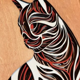 Katzen Wandbild 3D – Multilayer Laser Cut Holzbild – Bild 5
