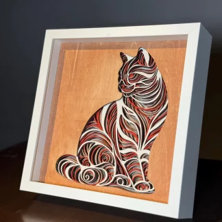Katzen Wandbild 3D – Multilayer Laser Cut Holzbild – Bild 4