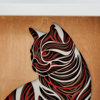 Katzen Wandbild 3D – Multilayer Laser Cut Holzbild – Bild 6