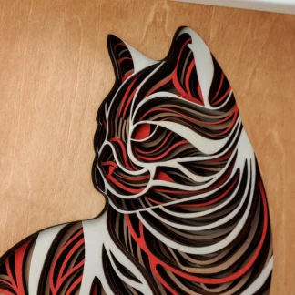 Katzen Wandbild 3D – Multilayer Laser Cut Holzbild – Bild 7