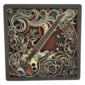 🎸 3D Wandbild Gitarre – Verspielte Multilayer Holzkunst (7 Schichten)
